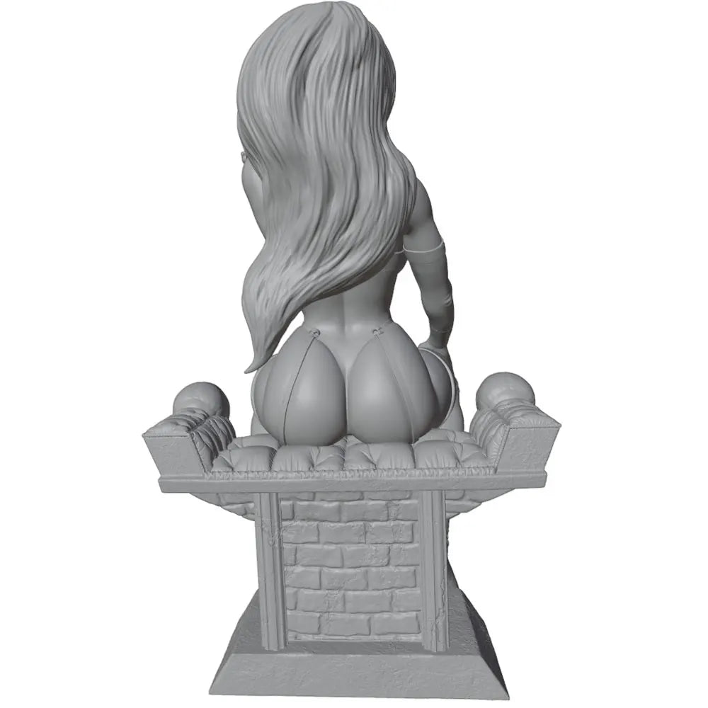 75mm Long-Haired Pin-up Seated on Pedestal, Resin Model Figure Kit, Unassembled and Unpainted