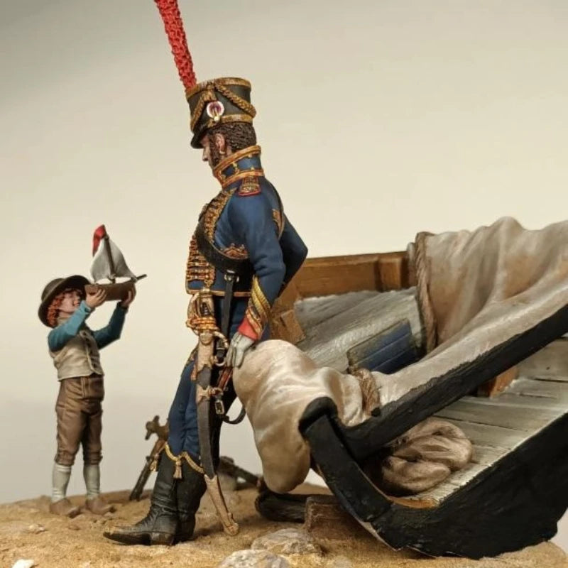 1/24 Napoleonic Naval Officers & Sailors, 4 Figures, Resin Model Figure Kit, Unassembled and Unpainted