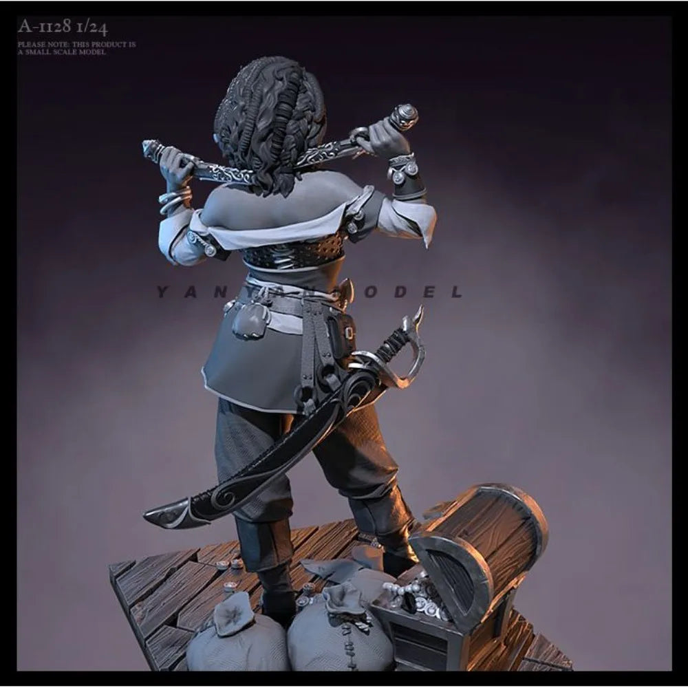 1/24 Pirate Girl, Resin Model Bust Kit, Unassembled and Unpainted