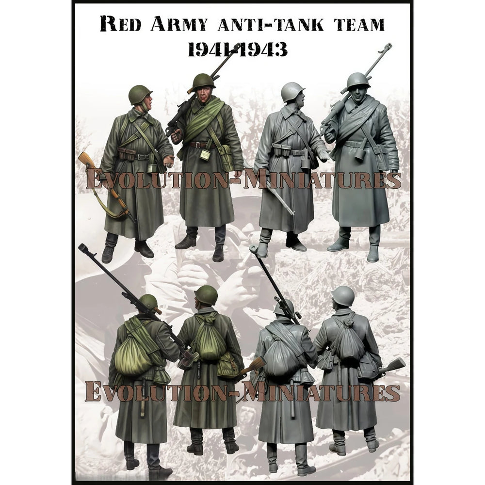 1/35 WWII Soviet Anti-Tank Riflemen with PTRD, 8 Figures, Resin Model Figure Kit, Unassembled and Unpainted