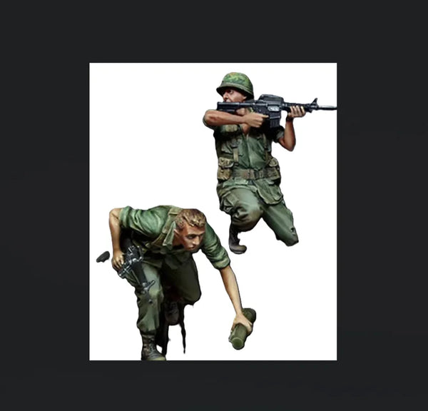 1/35 Modern Soldiers in Combat Positions, 2 Figures, Resin Model Figure Kit, Unassembled and Unpainted