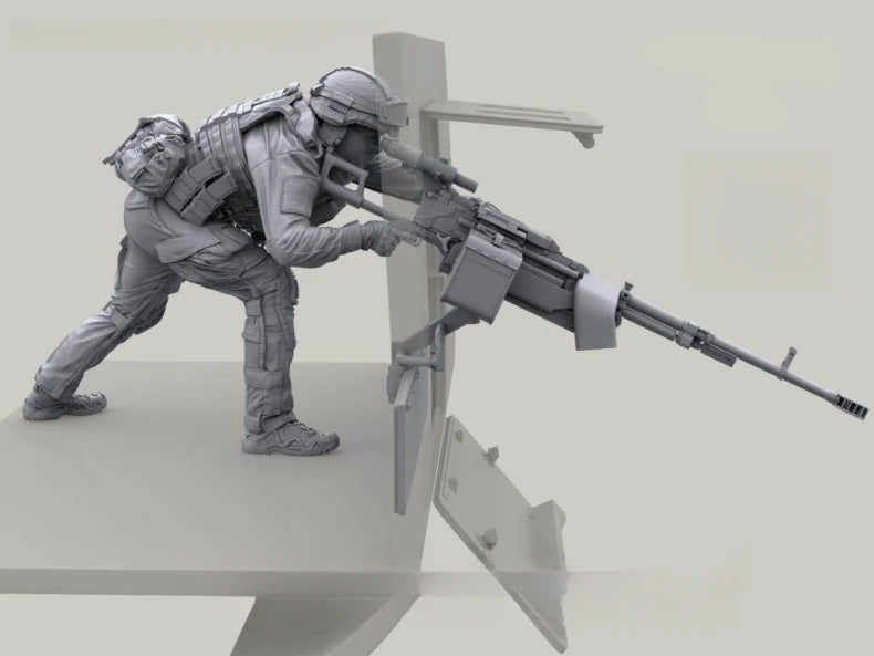 1/35 Modern Tactical Operator with Gas Mask, 4 Figures, Resin Model Figure Kit, Unassembled and Unpainted