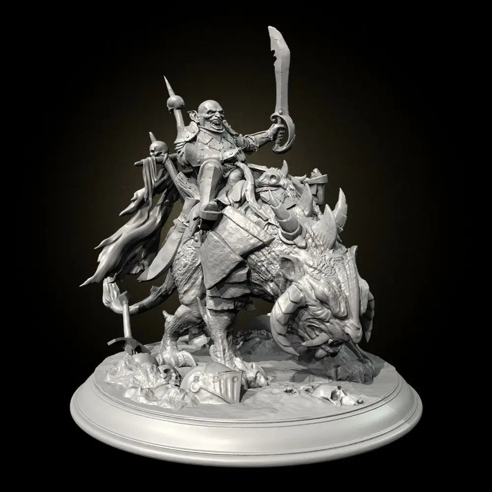 75mm Orc Cavalry Warrior, Resin Model Figure Kit, Fantasy Theme, Unassembled and Unpainted