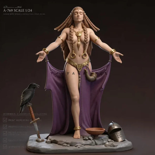 1/24 Medieval Fantasy Sorceress, 3 Figures, Resin Model Figure Kit, Fantasy Theme, Unassembled and Unpainted