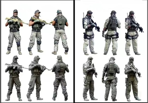 Modern Tactical Assault Team, 2 Figures, Resin Model Figure Kit, Unassembled and Unpainted