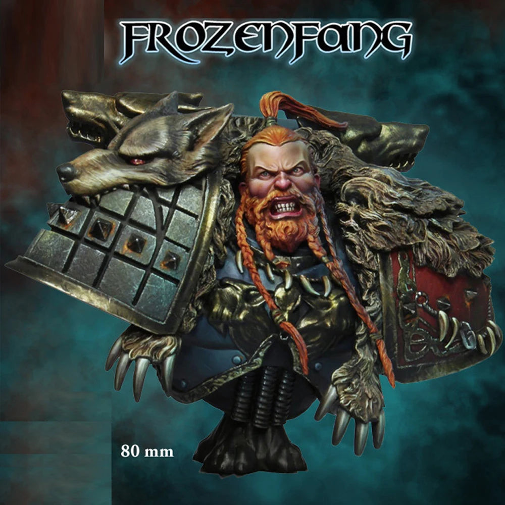 80mm Frozenfang Warrior, Resin Model Bust Kit, Fantasy Theme, Unassembled and Unpainted