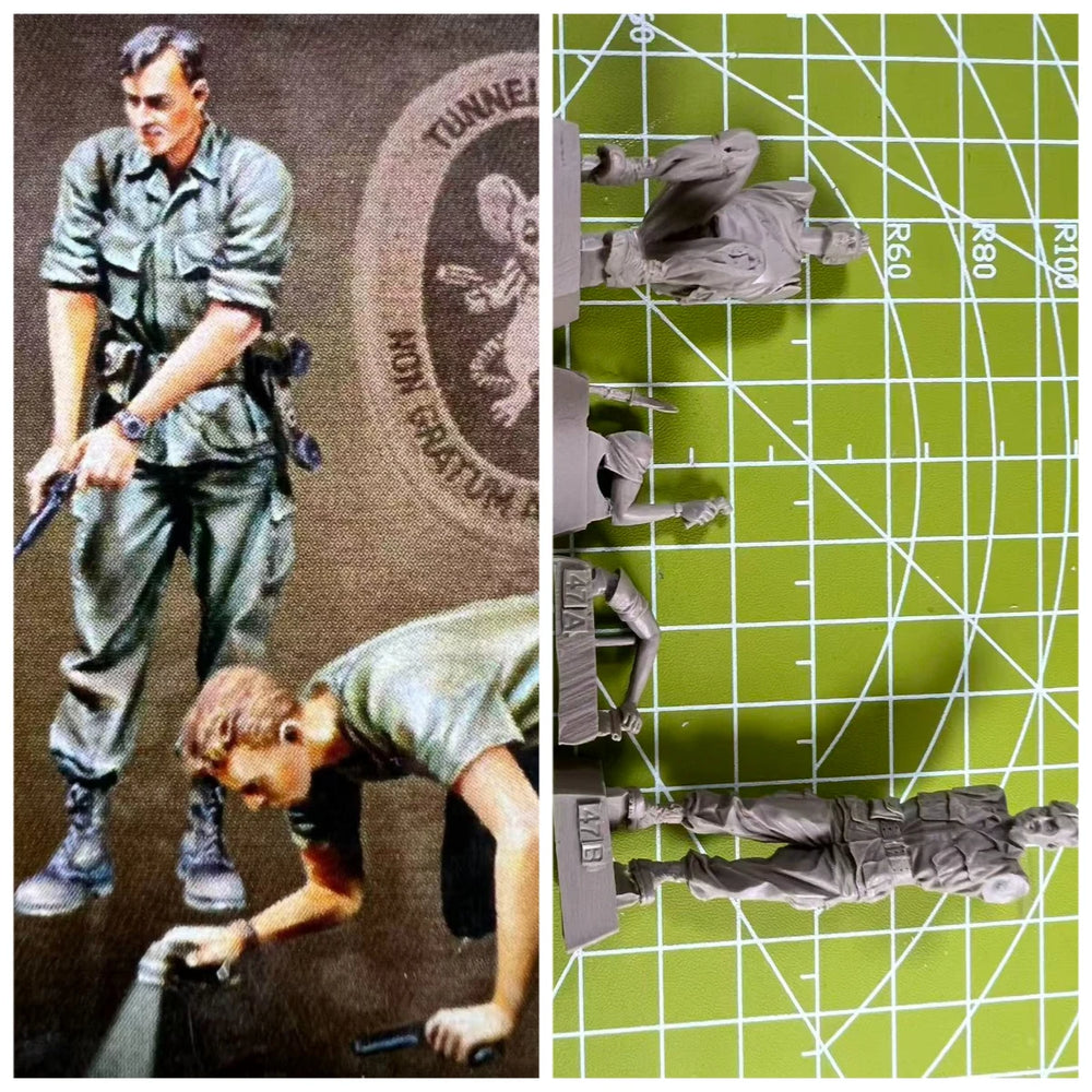 1/35 Vietnam War Tunnel Rats, 2 Figures, Resin Model Diorama Kit, Unassembled and Unpainted