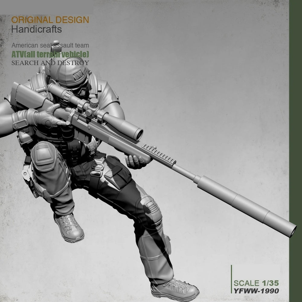 1/35 Modern American Sniper Soldier, Resin Model Figure Kit, Unassembled and Unpainted