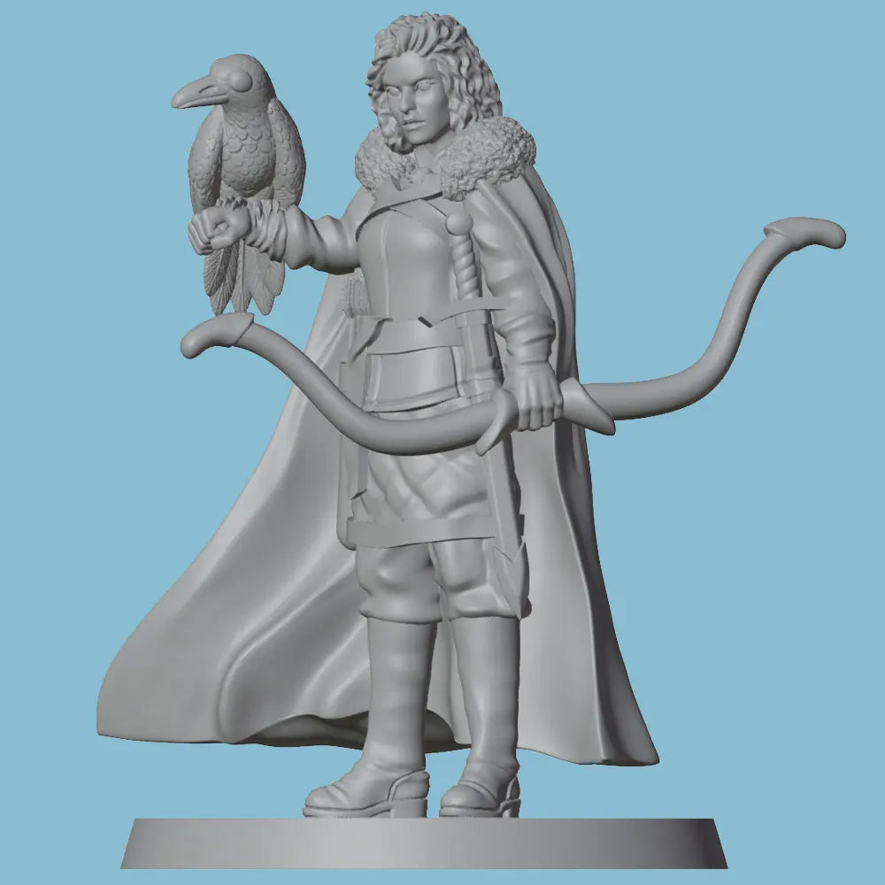 75mm Medieval Archer with Bird, Resin Model Figure Kit, Unassembled and Unpainted