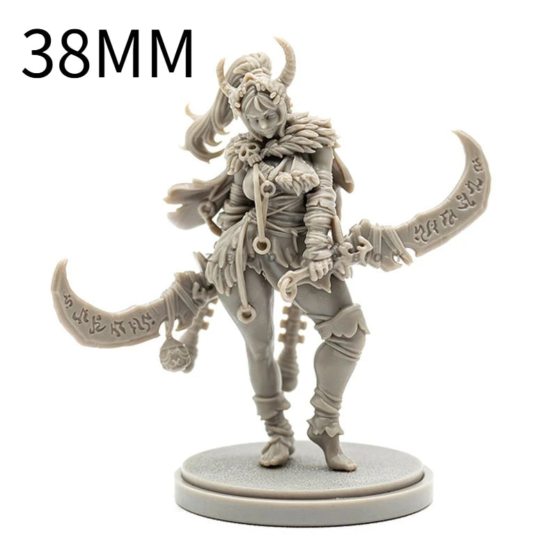 38mm Demon Goddess, 2 Figures, Resin Model Figure Kit, Fantasy Theme, Unassembled and Unpainted