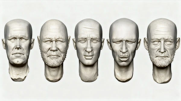 1/35 Anatomical Reference Heads, 5 Figures, Resin Model Bust Kit, Historical Theme, Unassembled and Unpainted