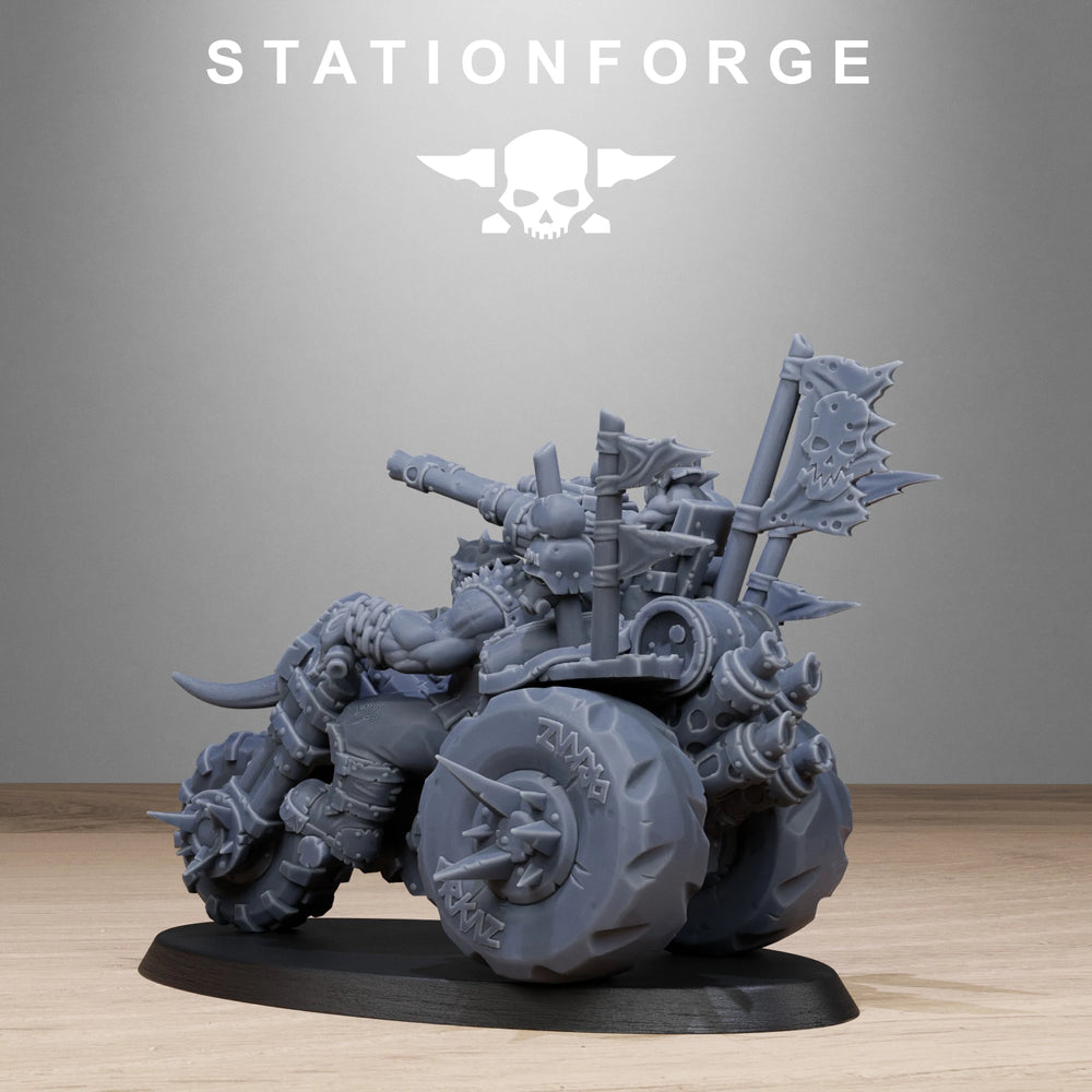 Orc Warbiker Mob, 5 Figures, Resin Model Figure Kit, Fantasy Theme, Unassembled and Unpainted