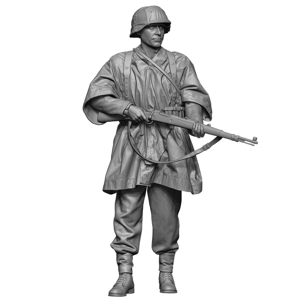 1/35 WWI German Infantryman Advancing in Greatcoat, Resin Model Figure Kit, Unassembled and Unpainted