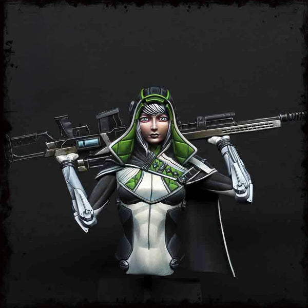 1/10 Female Warrior Cyborg, Resin Model Bust Kit, Sci-Fi Theme, Unassembled and Unpainted