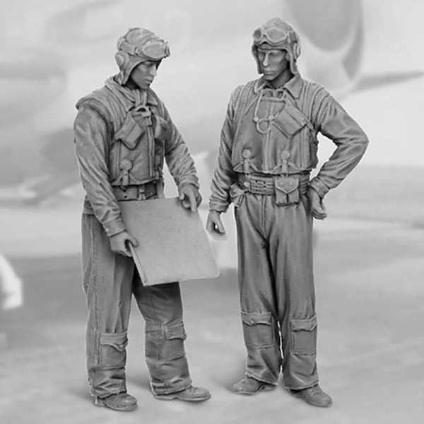 1/32 WWII US Navy Pilots 1940-45, 2 Figures, Resin Model Figure Kit, Unassembled and Unpainted