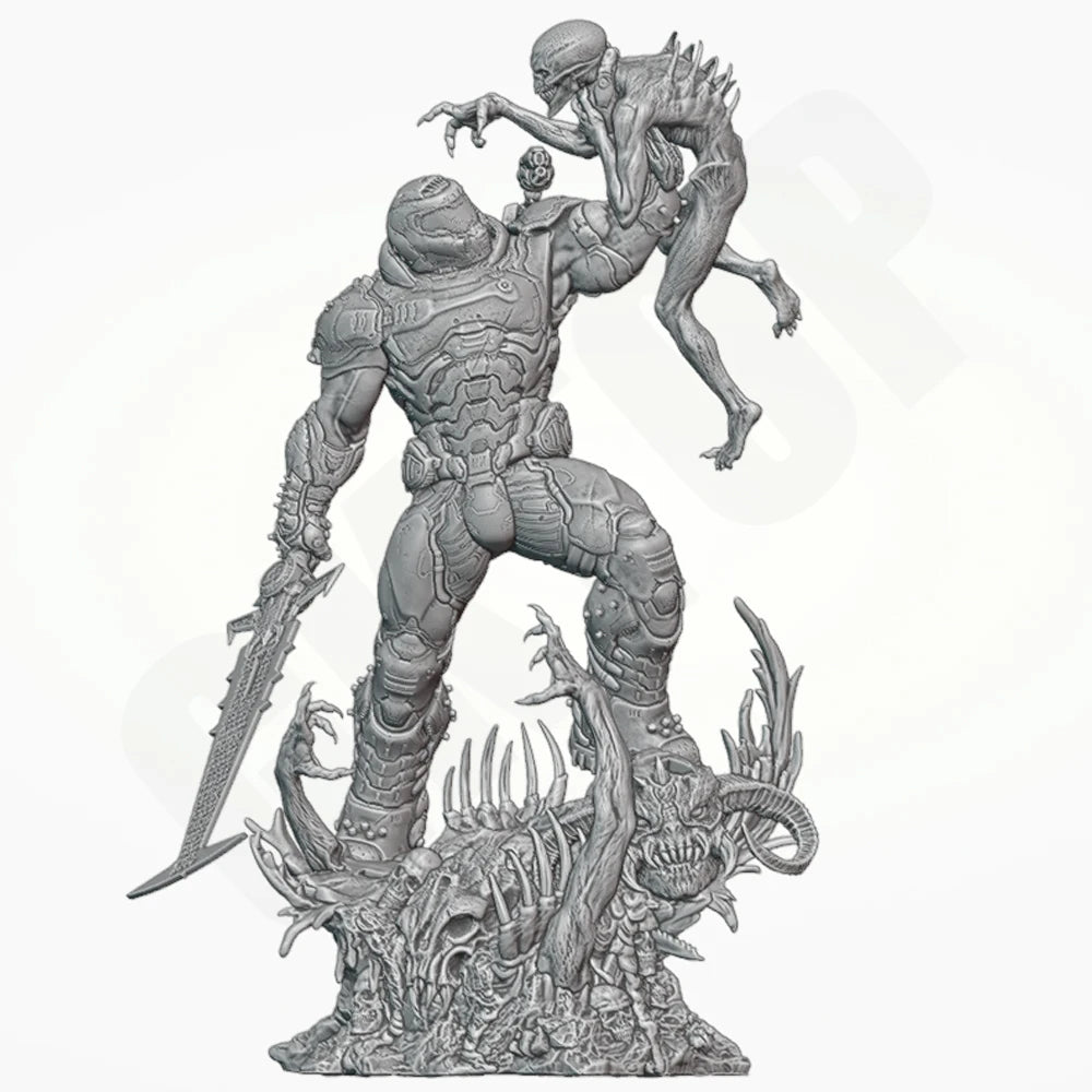Demonic Warriors, 2 Figures, Resin Model Figure Kit, Fantasy Theme, Unassembled and Unpainted