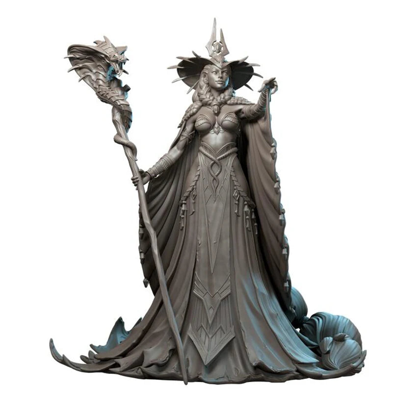 1/24 Horned Sorceress with Magical Scepter, Resin Model Figure Kit, Fantasy Theme, Unassembled and Unpainted