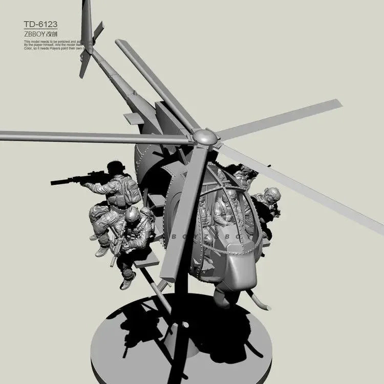 50mm Modern Special Operations Helicopter, 8 Figures, Resin Model Vehicle Kit, Unassembled and Unpainted