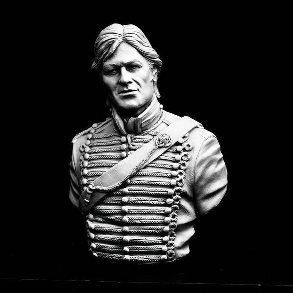 1/10 Napoleonic Cavalry Officer in Frogged Coat, Resin Model Bust Kit, Unassembled and Unpainted