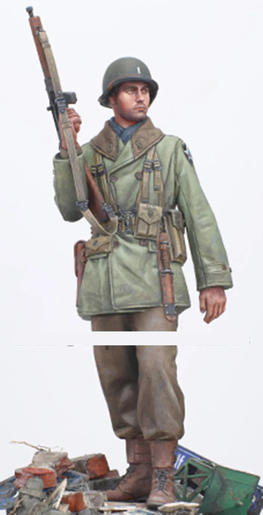 1/16 WWII US Infantry Ready with Bayonet, Resin Model Figure Kit, Unassembled and Unpainted