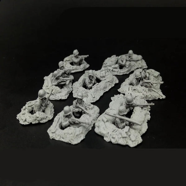 1/72 WWI US Infantry Trench Combat Squad, 9 Figures, Resin Model Figure Kit, Unassembled and Unpainted