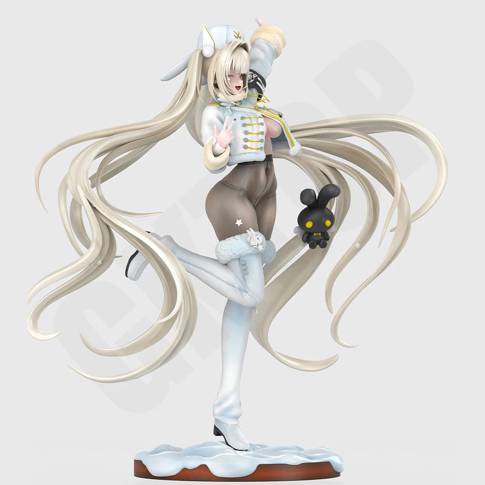 1/24 Winter Rabbit Ear Girl, Resin Model Figure Kit, Anime Theme, Unassembled and Unpainted