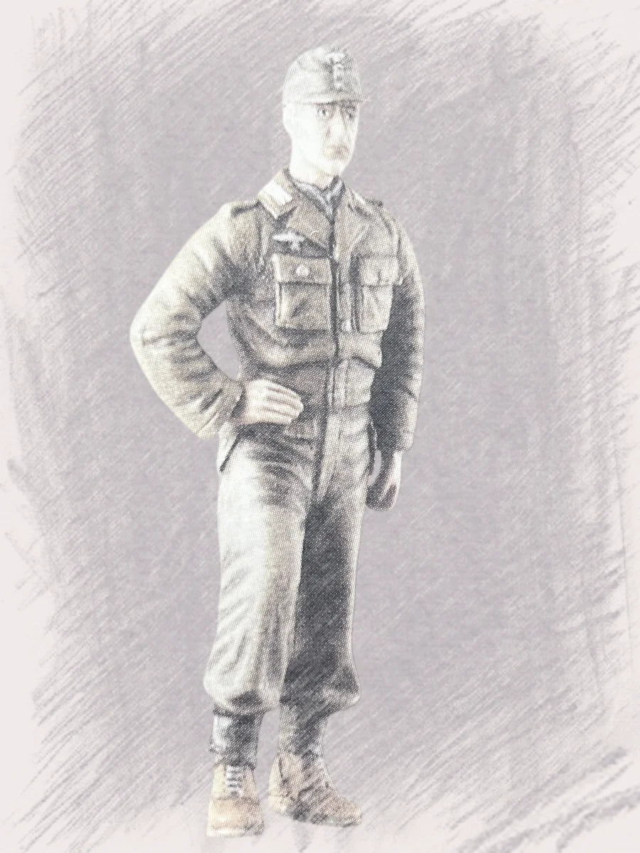 1/35 WWII German Officer in Field Uniform Hands on Hips, Resin Model Figure Kit, Unassembled and Unpainted