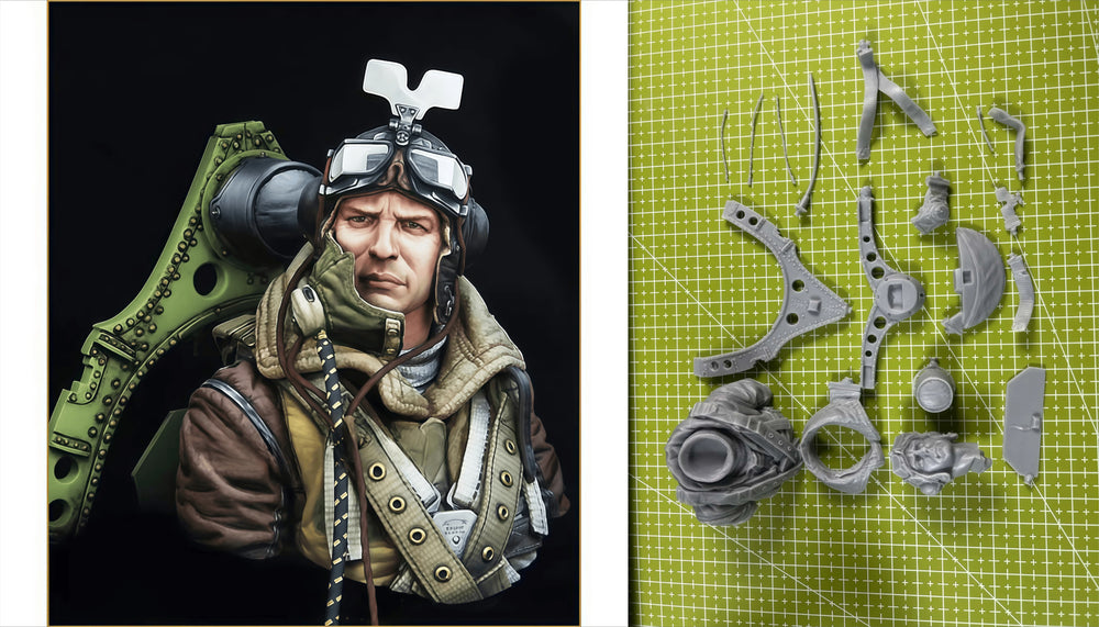 1/12 WWII Fighter Pilot, Resin Model Figure Kit, Unassembled and Unpainted