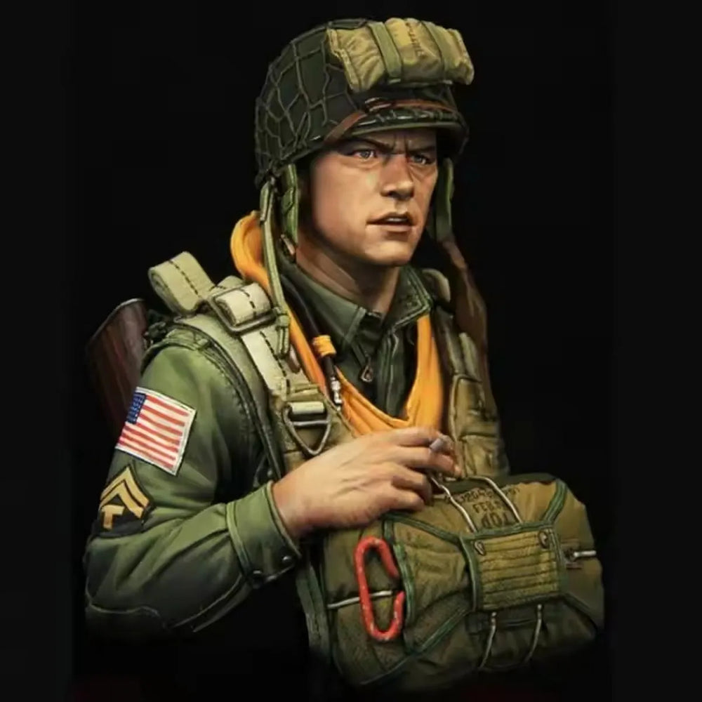 1/10 WWII US 101st Airborne Paratrooper, Resin Model Bust Kit, Unassembled and Unpainted