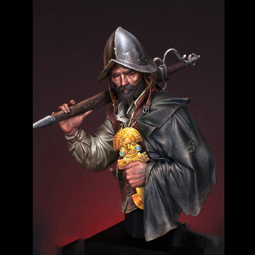 1/10 Spanish Conquistador Officer, Resin Model Bust Kit, Military Theme, Unassembled and Unpainted