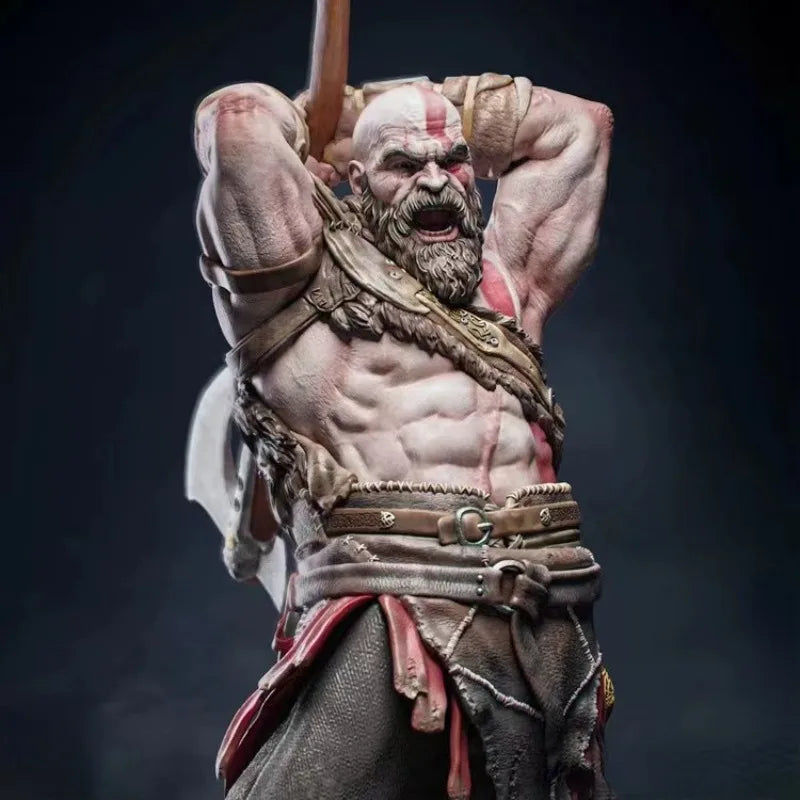 1/24 Ancient Barbarian Warrior with Raised Axe, Resin Model Figure Kit, Unassembled and Unpainted