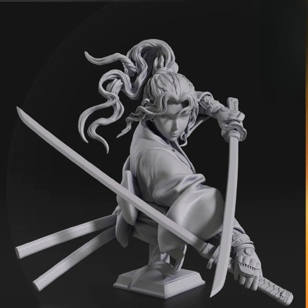 Samurai Princess Warrior, Resin Model Bust Kit, Fantasy Theme, Unassembled and Unpainted