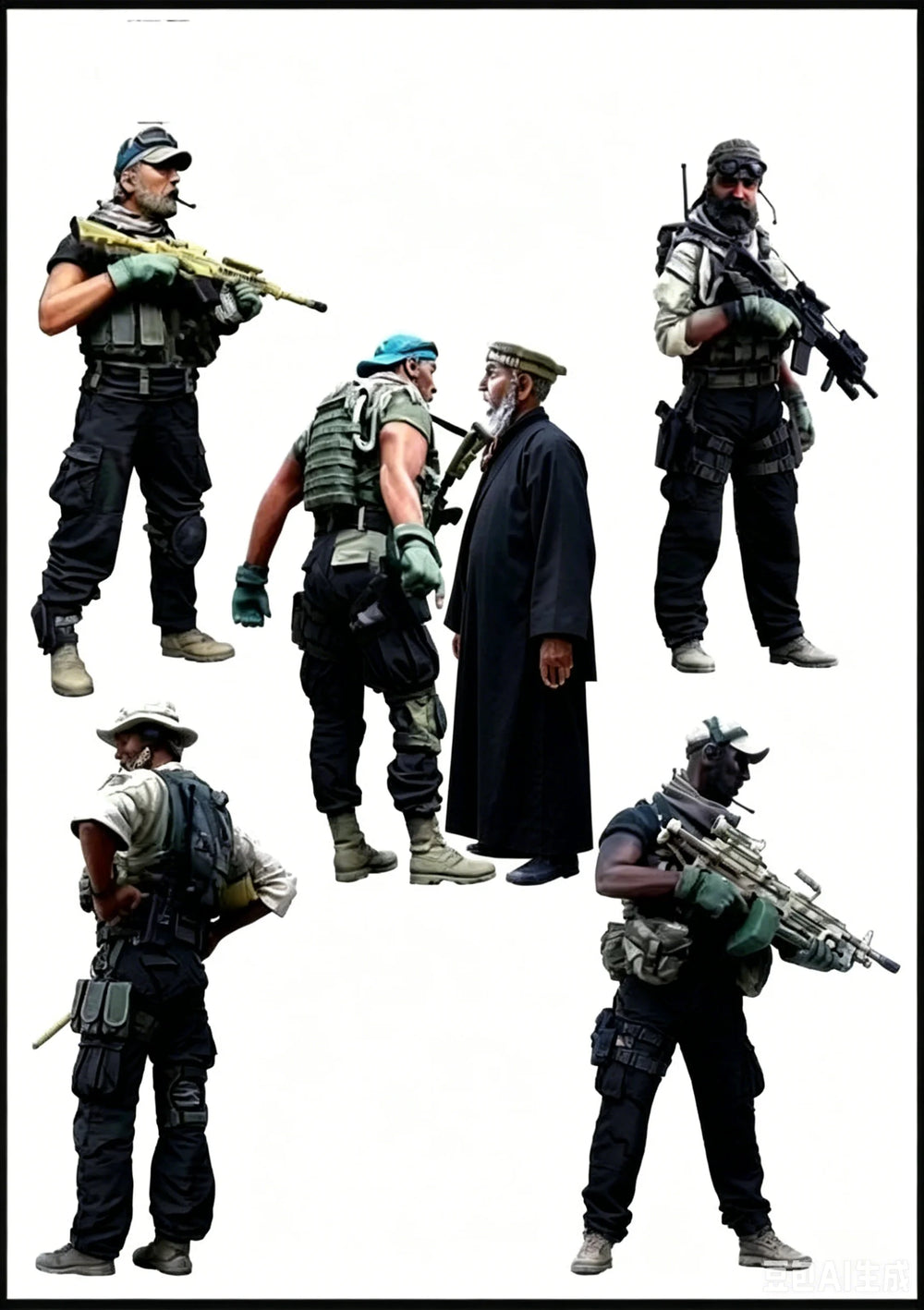1/35 Modern Tactical Operators with Specialist, 6 Figures, Resin Model Figure Kit, Unassembled and Unpainted