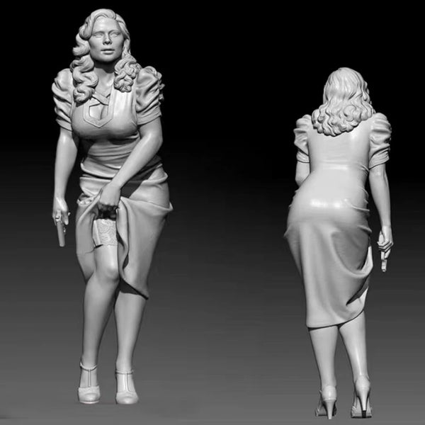 75mm Agent Carter Retro Female, Resin Model Figure Kit, Unassembled and Unpainted