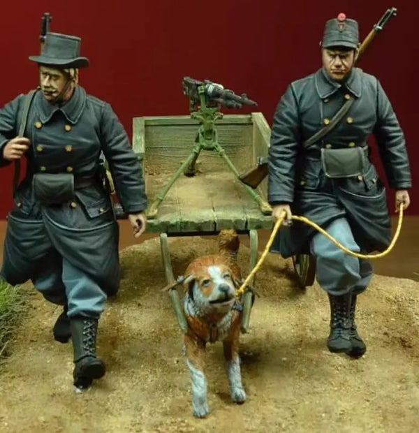 1/35 WWI German Soldiers with Equipment, 4 Figures, Resin Model Figure Kit, Unassembled and Unpainted
