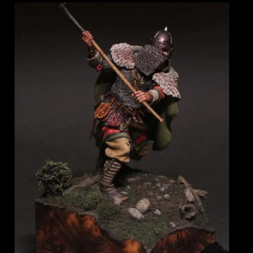 1/18 Barbarian Warrior Lunging with Battle Axe, Resin Model Figure Kit, Fantasy Theme, Unassembled and Unpainted