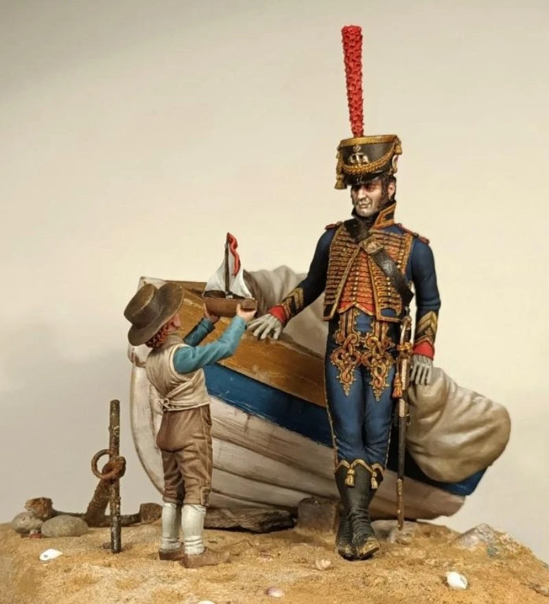 1/24 Napoleonic Naval Officers & Sailors, 4 Figures, Resin Model Figure Kit, Unassembled and Unpainted