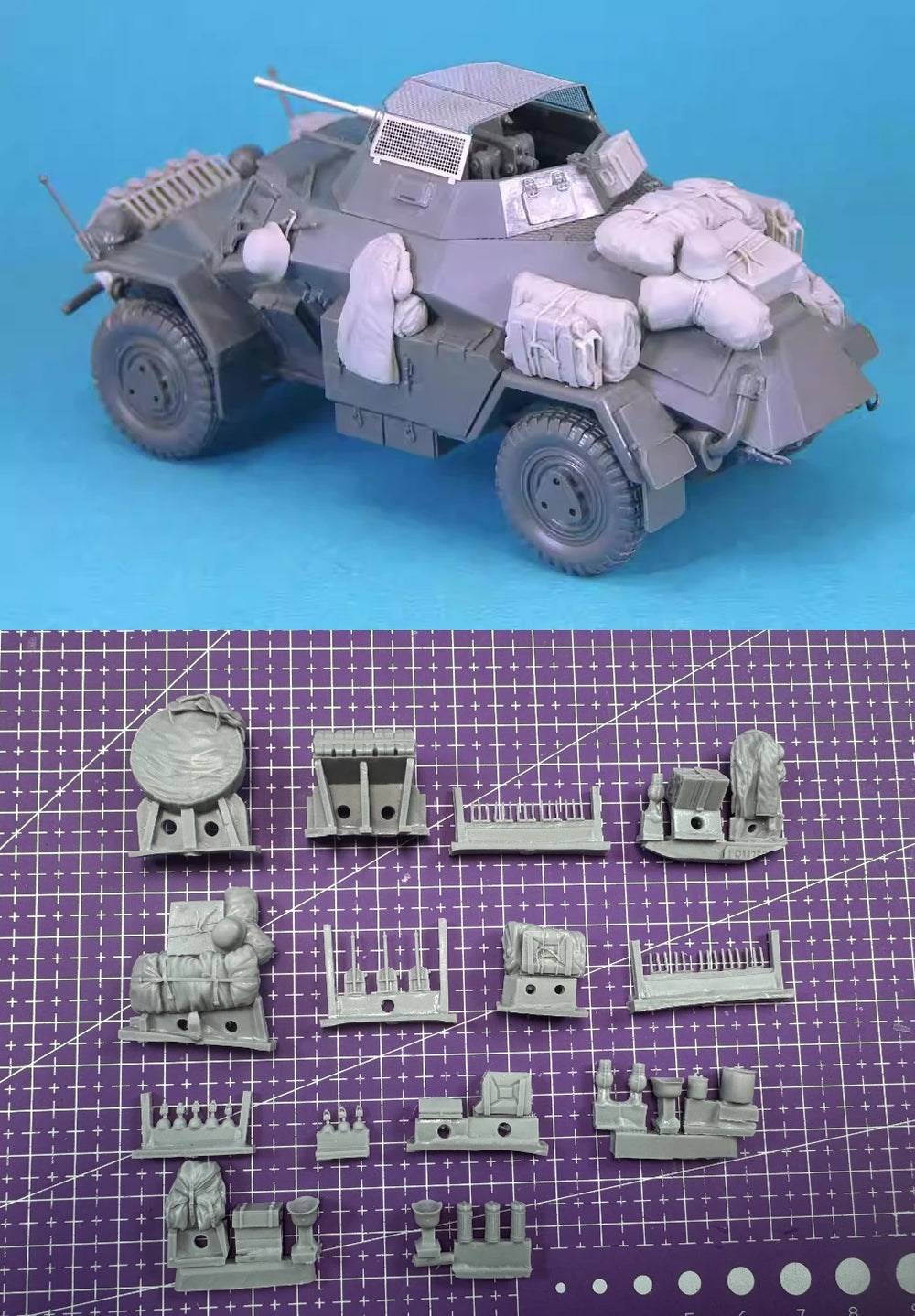 1/35 WWII German Sdkfz.222, Resin Model Vehicle Kit, Unassembled and Unpainted