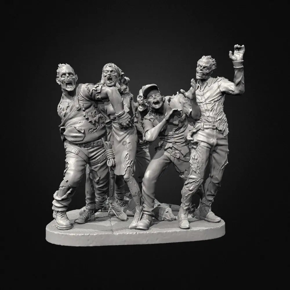 75mm Zombie, 5 Figures, Resin Model Figure Kit, Fantasy Theme, Unassembled and Unpainted