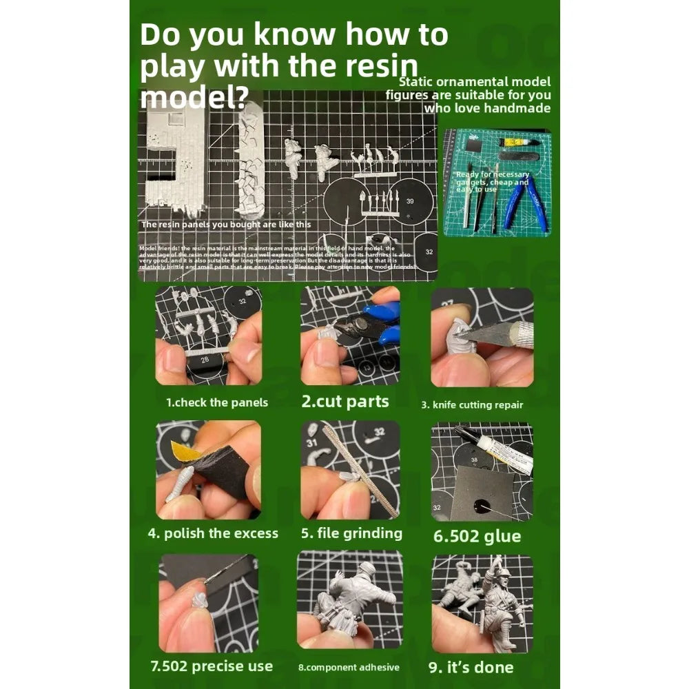 50mm Medieval Undead Knight & Warhorse, 2 Figures, Resin Model Figure Kit, Unassembled and Unpainted
