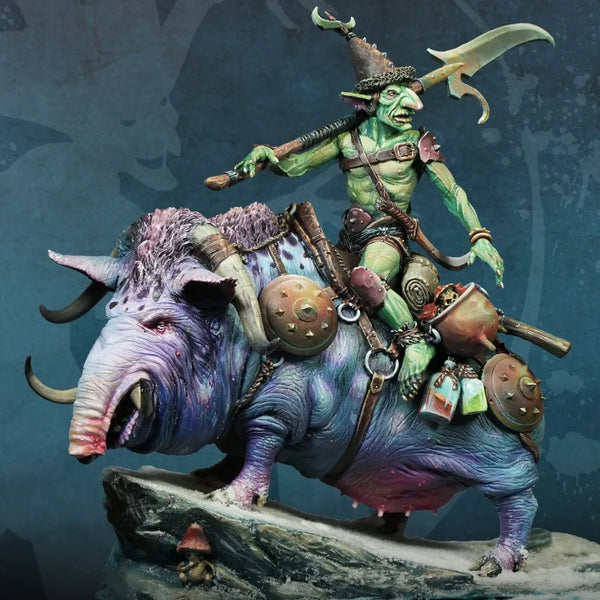 75mm Goblin on Pig, 2 Figures, Resin Model Figure Kit, Fantasy Theme, Unassembled and Unpainted