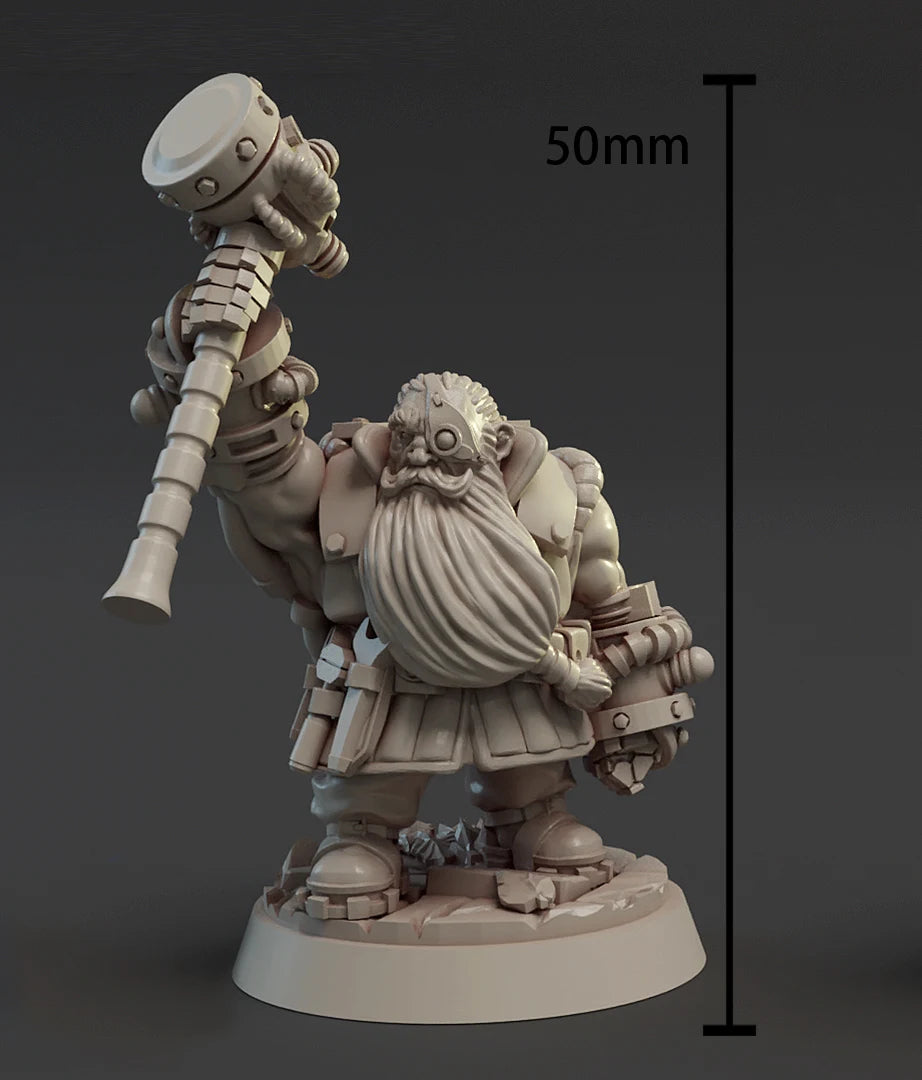 50mm Dwarf Warriors Set, 4 Figures, Resin Model Figure Kit, Fantasy Theme, Unassembled and Unpainted