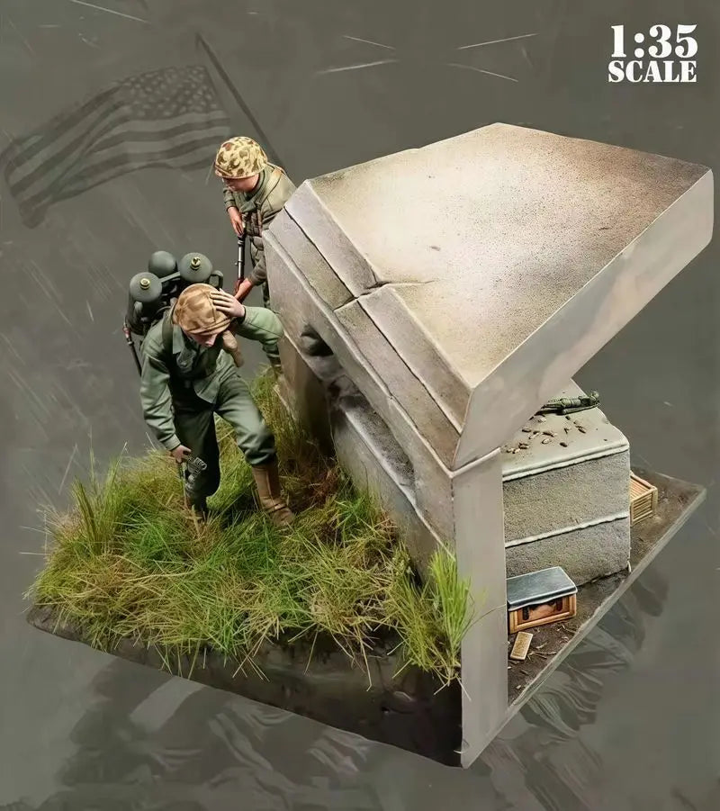 1/35 WWII USMC Bunker Defense, 5 Figures, Resin Model Diorama Kit, Unassembled and Unpainted