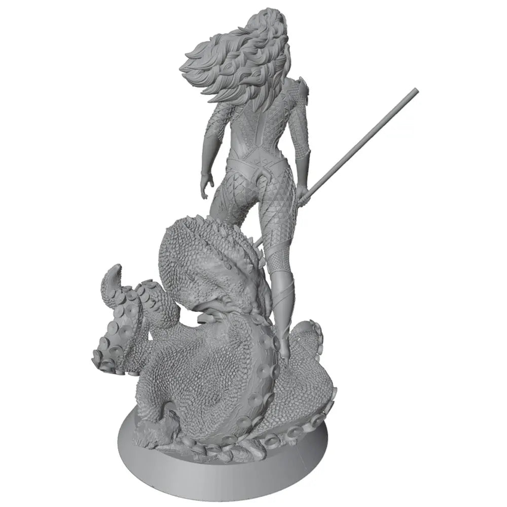 1/24 Female Warrior Atop Giant Octopus, Resin Model Figure Kit, Fantasy Theme, Unassembled and Unpainted