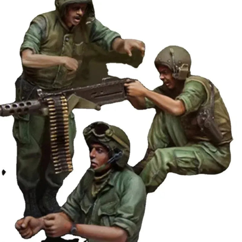 1/35 Vietnam War US Armor Crew in Field Positions, 3 Figures, Resin Model Figure Kit, Unassembled and Unpainted