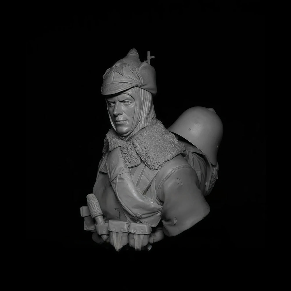 1/10 WWII Winter War Soviet Rifleman, 4 Figures, Resin Model Bust Kit, Unassembled and Unpainted