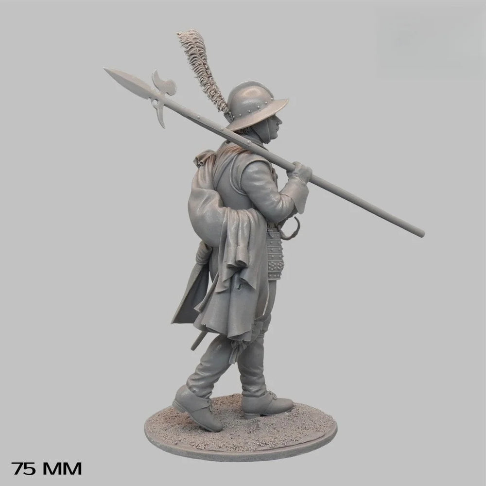 75mm 17th Century Infantry Sergeant, Resin Model Figure Kit, Military Theme, Unassembled and Unpainted