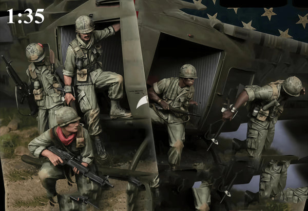 1/35 Modern US Infantry Storming Fortified Bunker, 5 Figures, Resin Model Figure Kit, Unassembled and Unpainted