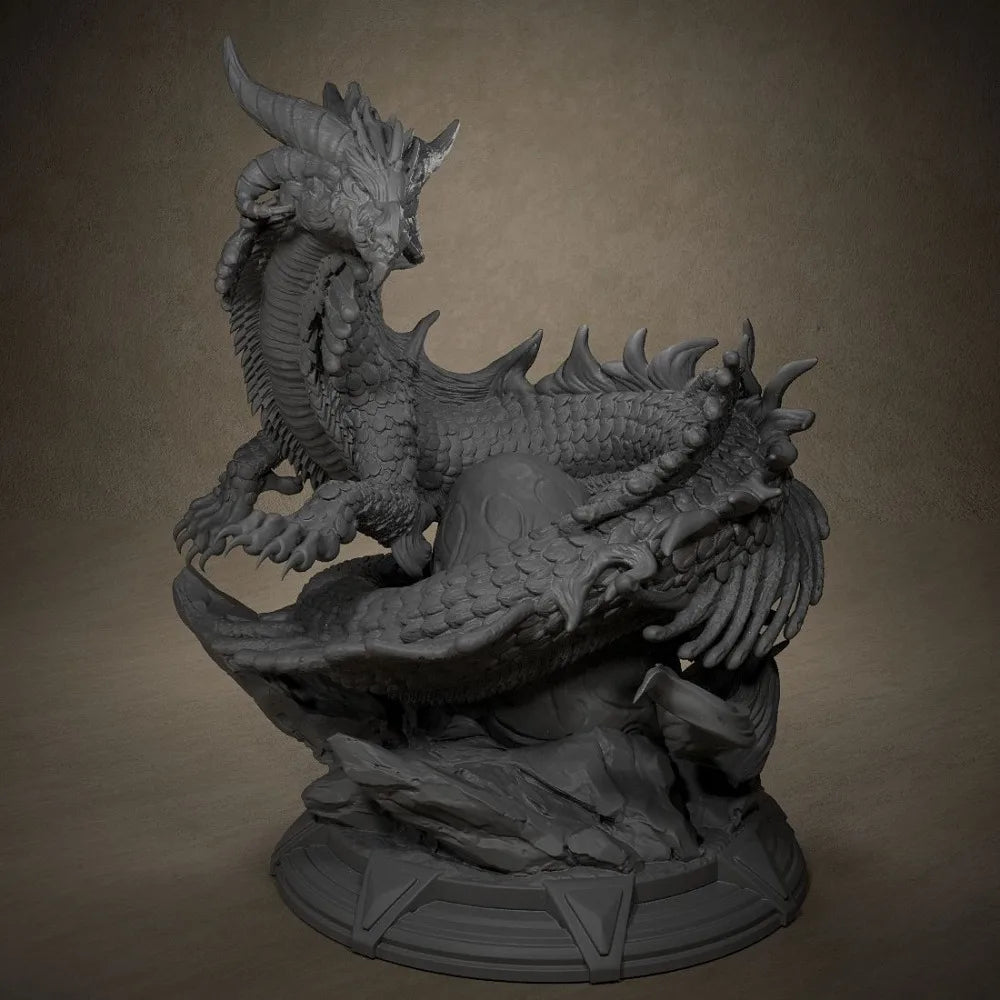 70mm Eastern Dragon Beast, Resin Model Creature Kit, Fantasy Theme, Unassembled and Unpainted
