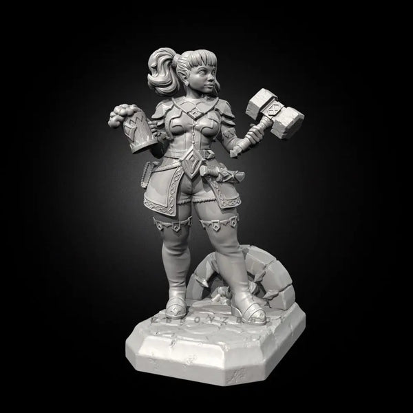 50mm Female Dwarf Warrior, Resin Model Bust Kit, Fantasy Theme, Unassembled and Unpainted